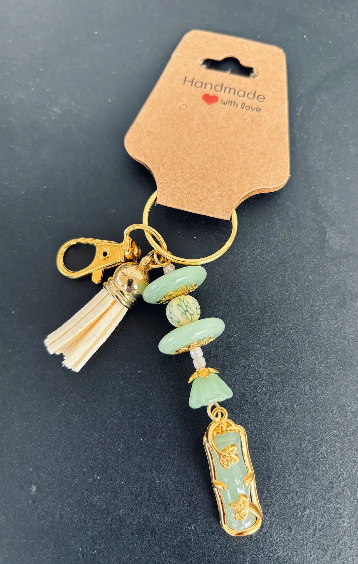 Mint glass jade charm